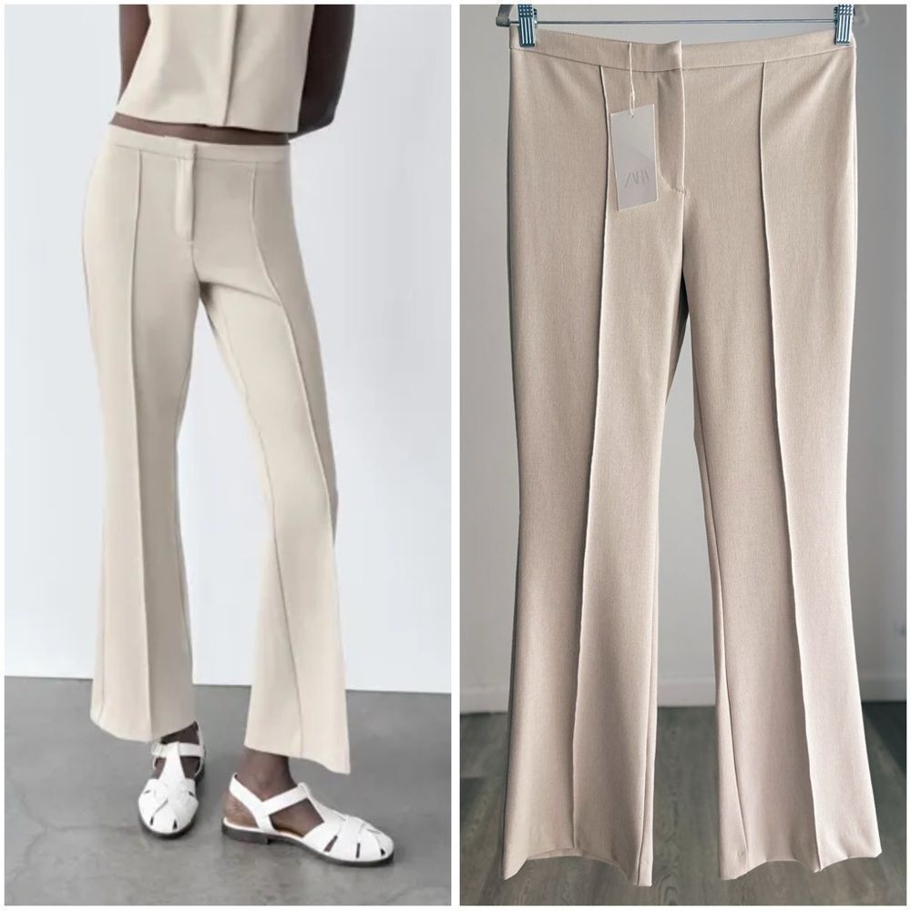 ZARA RIB DETAIL FLARE PANTS